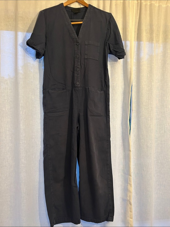 Monkl Pants - Navy Short-Sleeve Utility Jumpsuit